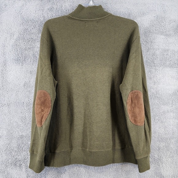 Polo Ralph Lauren Sweater Mens XXL Green 1/4 Zip Pullover Elbow Patches Pony - Picture 2 of 10